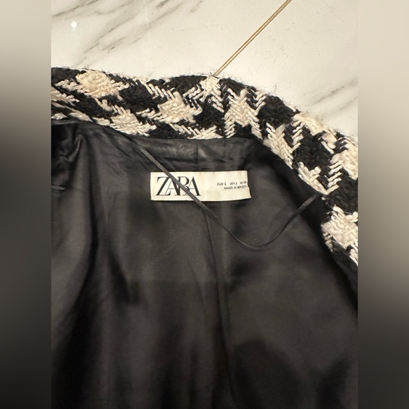 Zara Houndstooth Blazer Gold Button Limited Edition Jacket Inspired Designer - Picture 5 of 8